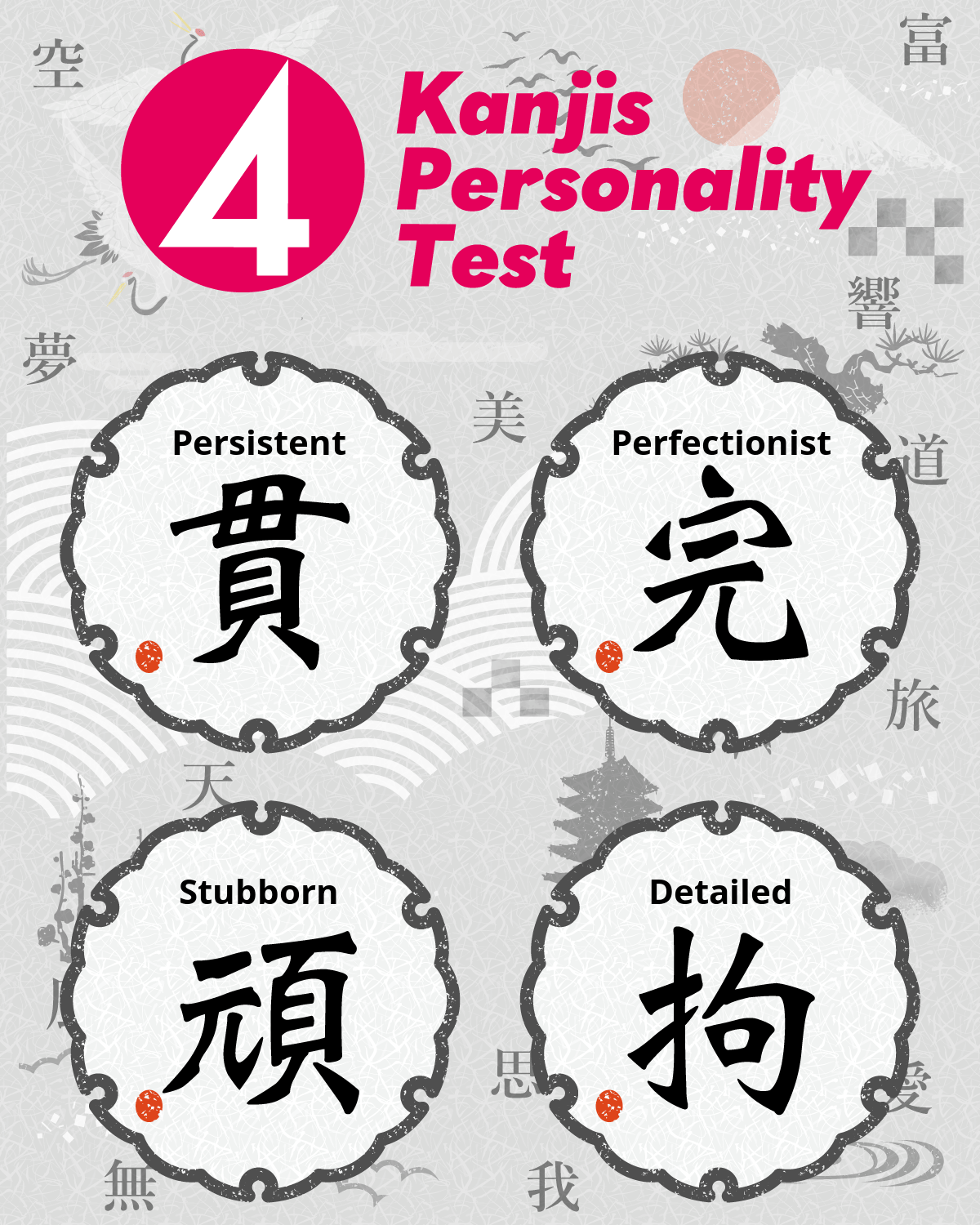 4 Kanjis Personality Test | What four Kanji characters describe your personality?