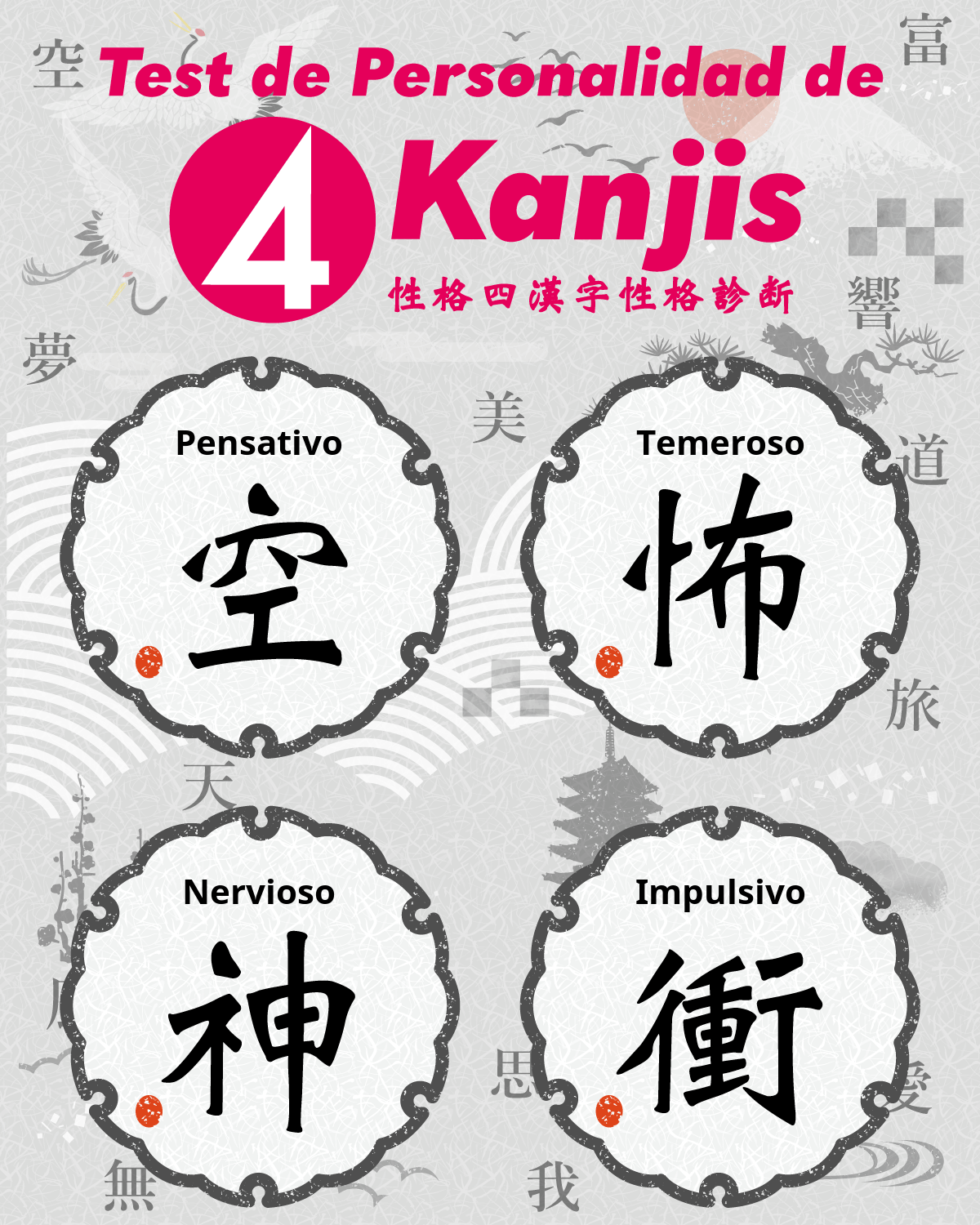 Test de Personalidad de 4 Kanjis | ¿Qué cuatro caracteres Kanji describen tu personalidad?