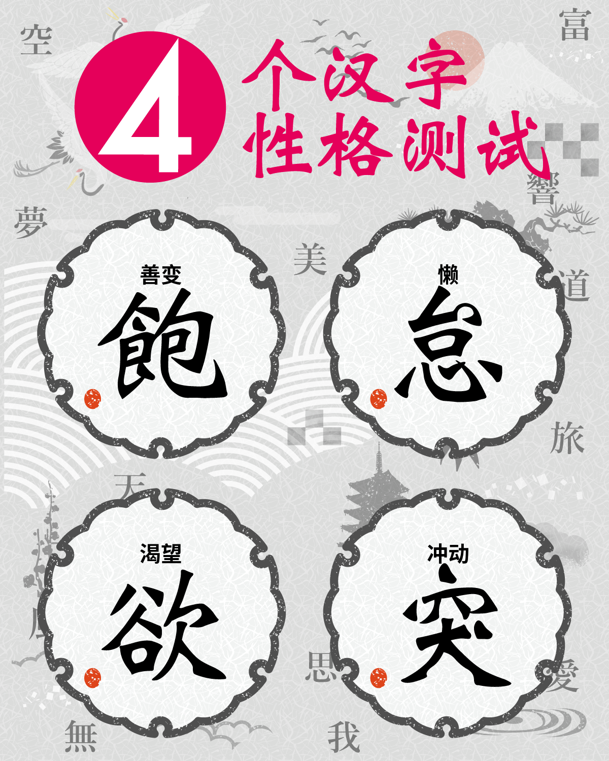 4个汉字性格测试 | 用四个汉字描述你的性格是什么？
