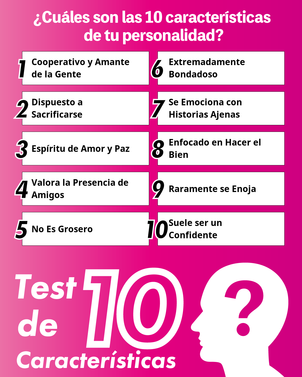 Test de 10 Características | ¿Cuáles son las 10 características de tu personalidad?